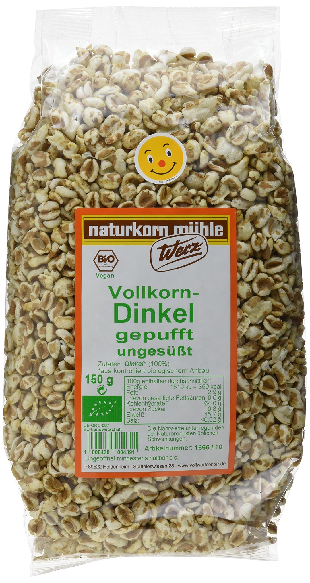 Werz Vollkorn-Dinkel gepufft ungesüsst, 5er pack (5 x 150g)