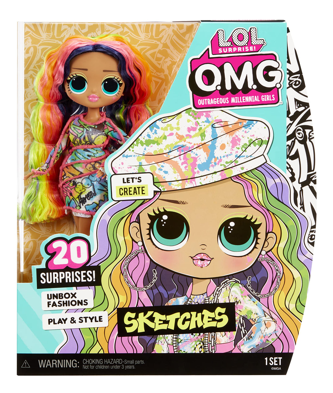 L.O.L. Surprise! 581857EUC LOL OMG Sketches mit 20 Überraschungen-Modepuppe, Outfits, Accessoires un