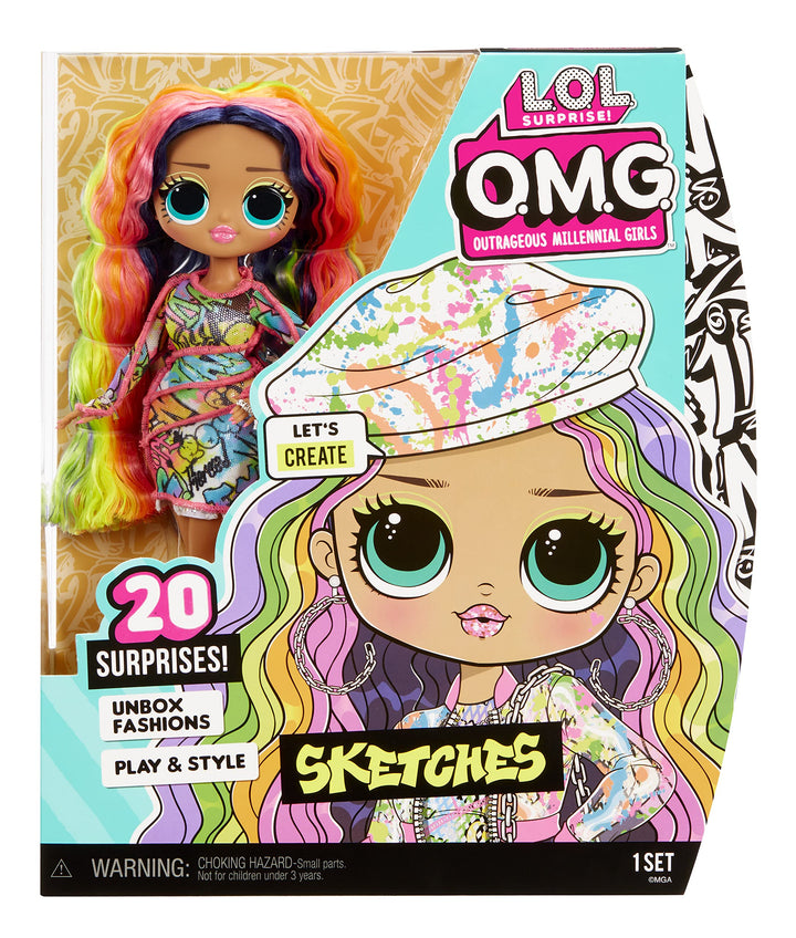 L.O.L. Surprise! 581857EUC LOL OMG Sketches mit 20 Überraschungen-Modepuppe, Outfits, Accessoires un