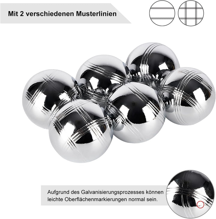 Personalisierte Boccia Kugeln mit Gravur Name/Logo/Text, Professionelles Petanque, Metall Boule Set