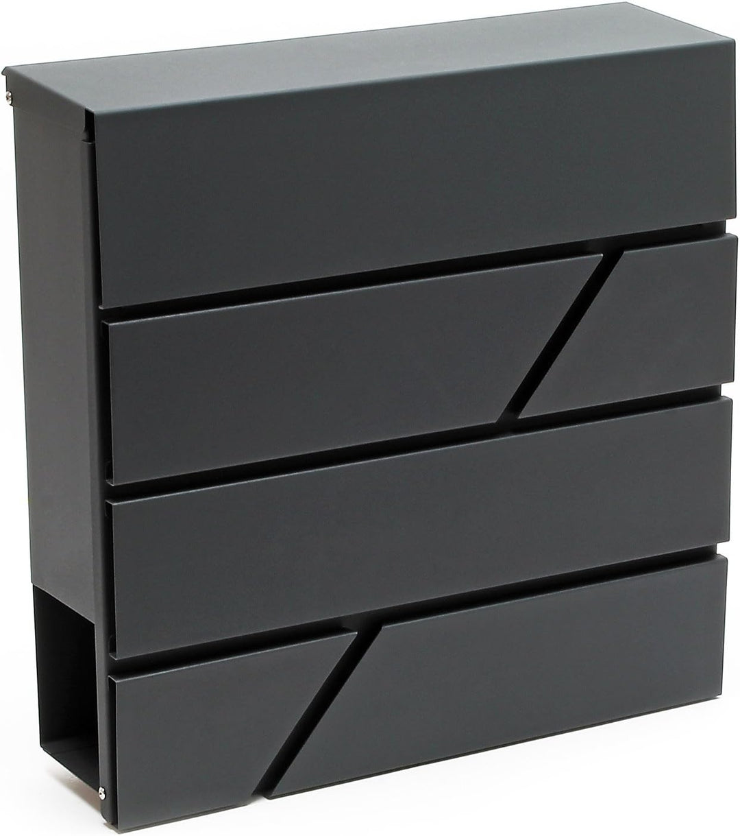 Wiltec Designer Briefkasten V14 Anthrazit 370 x 105 x 370 mm, Wandbriefkasten mit Schloss und Zeitun