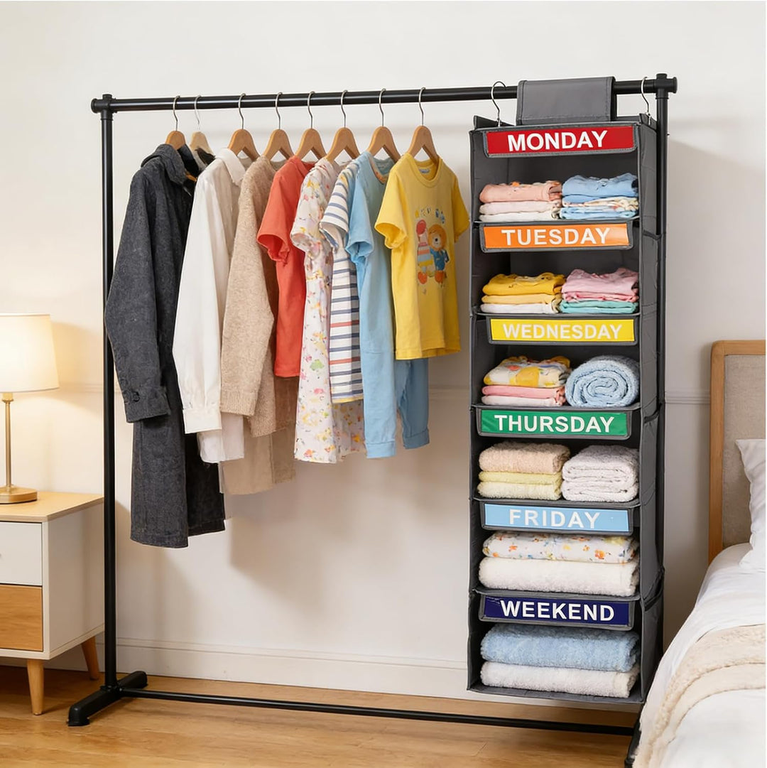 Kleiderorganizer 6 Fächer Hängend – Hängeregal aus Stoff für Schrank, Schublade oder Tür – Organisie