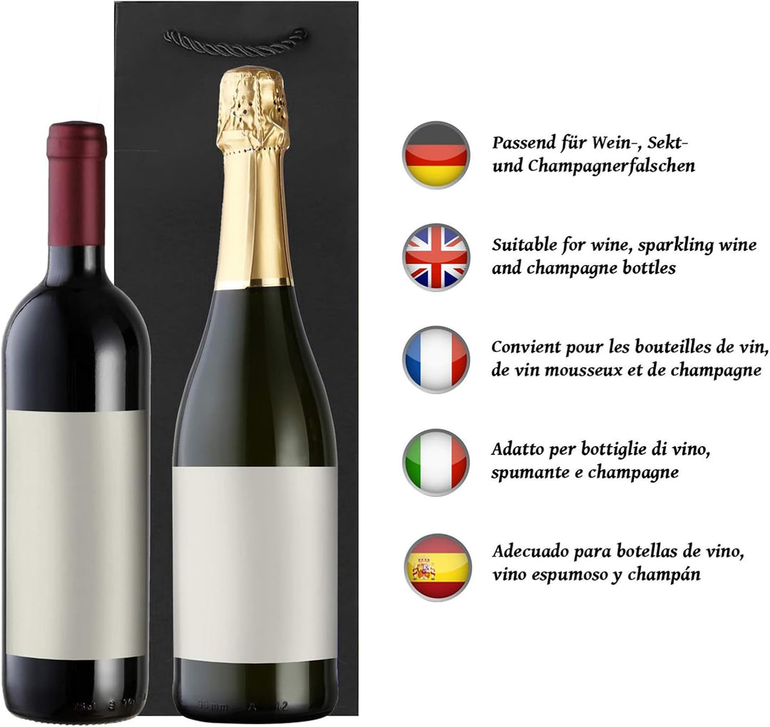 10 Flaschentüten Geschenktüten für Weingeschenke wie Wein Prosecco und Champagner - Lederoptik Rot,