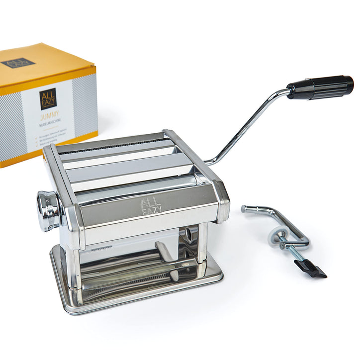 ALL EAZY HOME & KITCHEN Nudelmaschine manuell aus Edelstahl • Pasta Maker 3-in-1 für Nudeln und Teig
