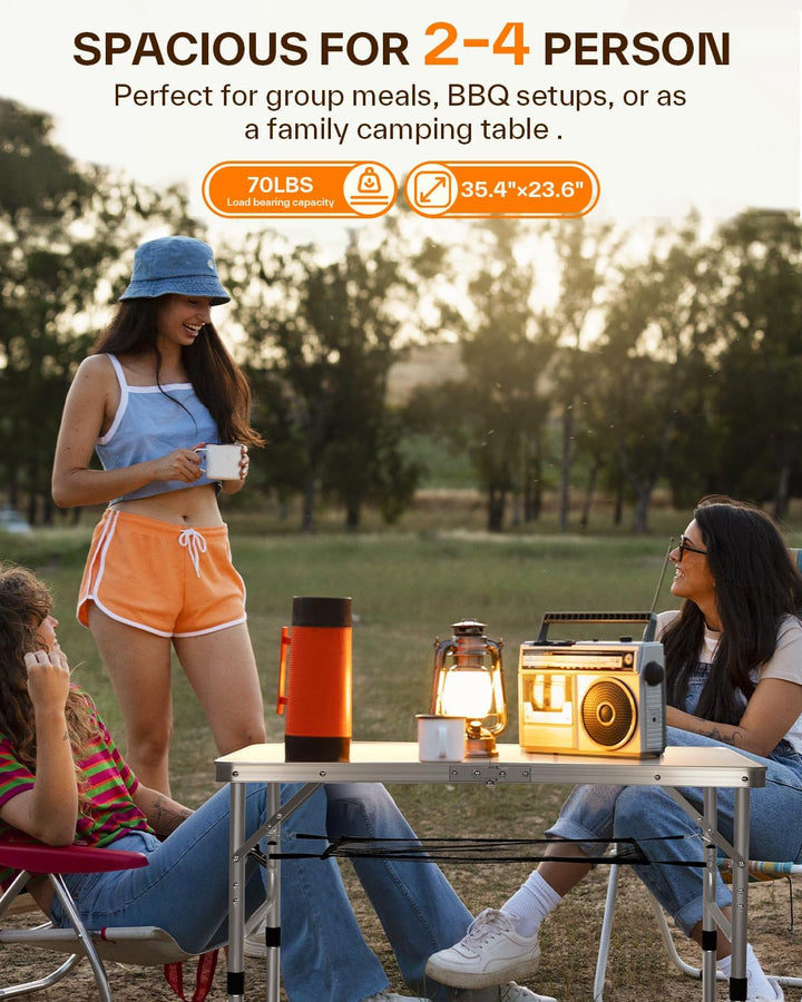 Sportneer Klappbarer Campingtisch, höhenverstellbar, Kleiner Klapptisch, tragbare Campingtische (59,