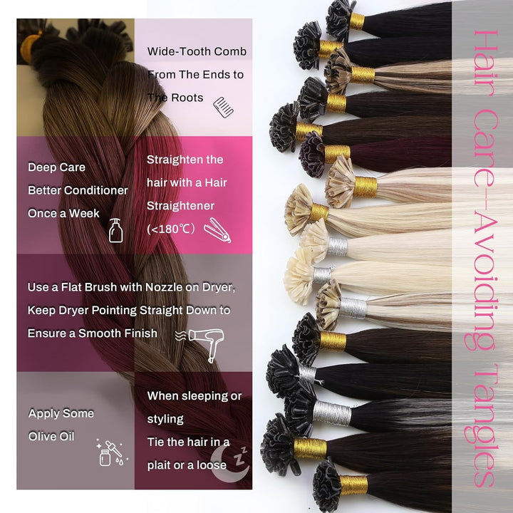 Moresoo Bonding Extensions Echthaar Ombre Braun Haarverlangerung U Tip Extensions Echthaar Dunkelbra