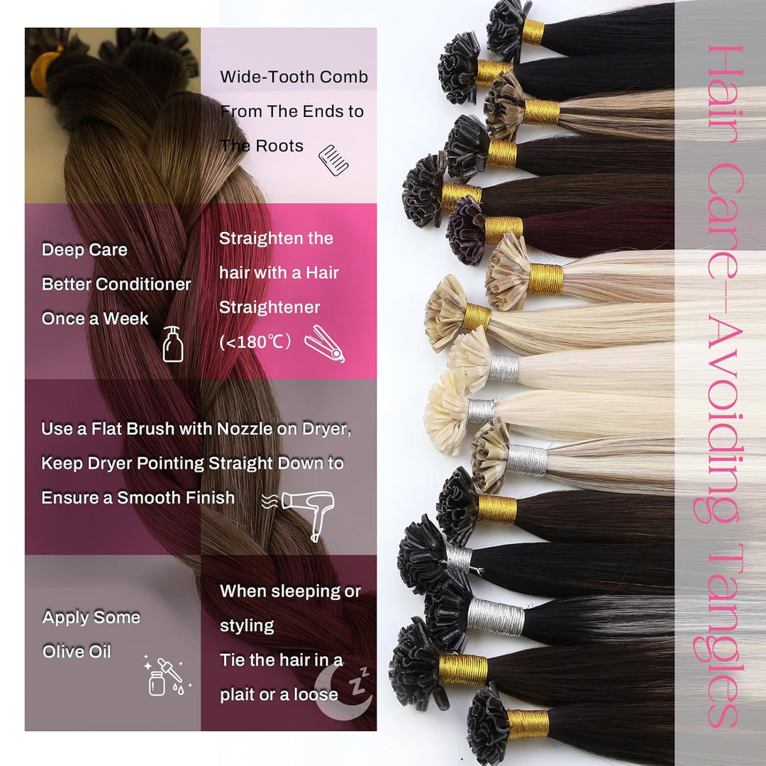 Moresoo U Tip Extensions Echthaar Bonding Ombre Braun Haarverlangerung Echthaar Remy Keratin Bonding
