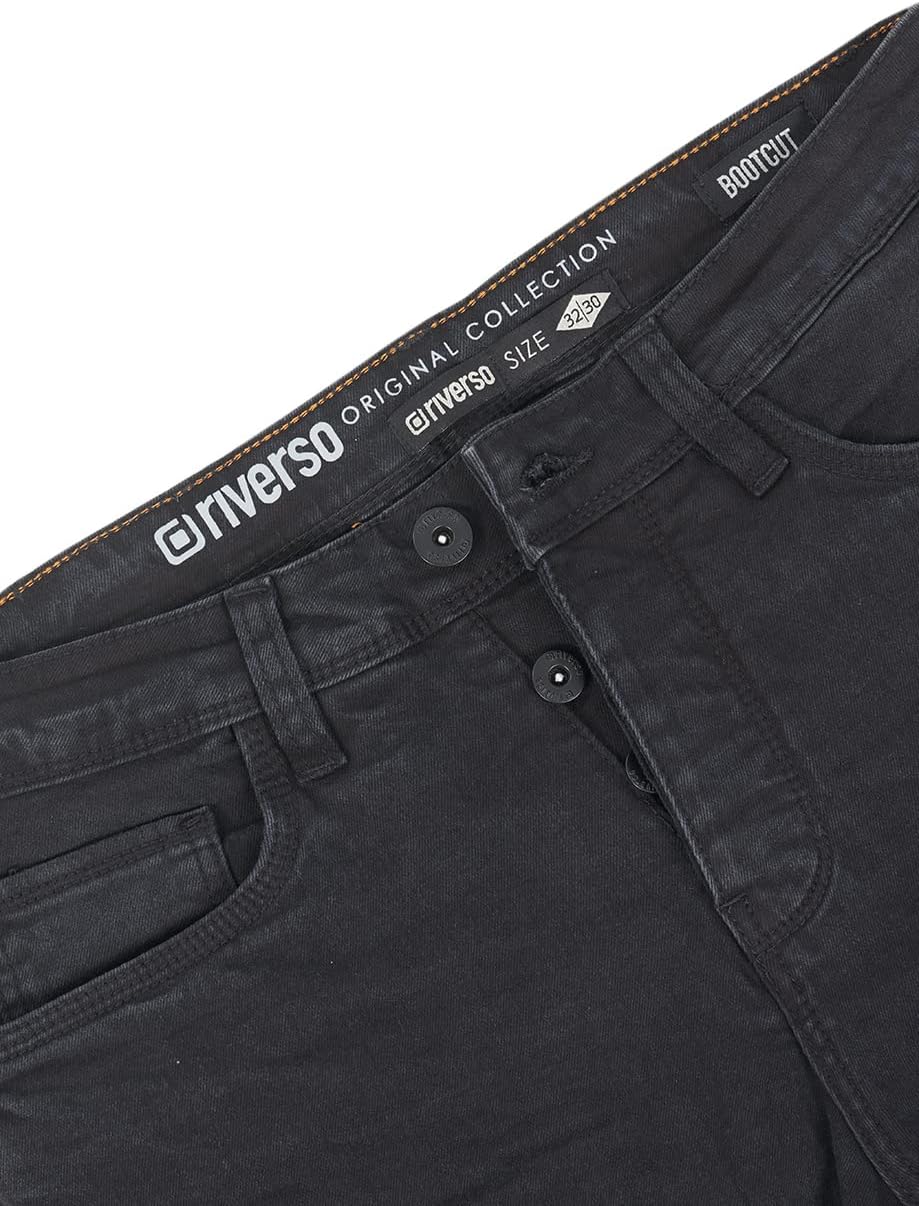 riverso Jeans Herren Bootcut RIVFalko Denim Stretch Schwarz Blau Grau 29W - 40W 30L - 36L 29W / 34L