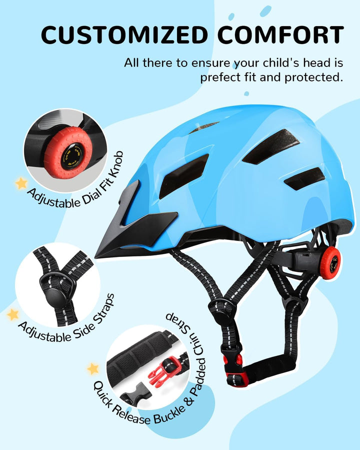 FUNWICT Kinder Fahrradhelm für Mädchen Jungen, Verstellbarer Kinderhelm Radhelm Skaterhelm Sporthelm