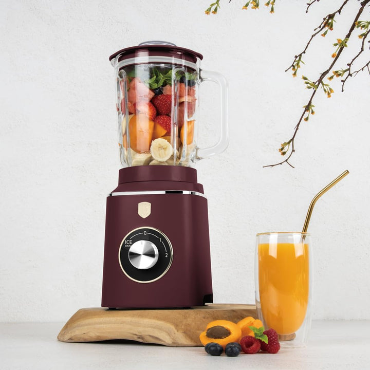 Berlinger Haus Stabmixer/Tischmixer mit Glasbehälter 1,5 L 1000 W/matt bordeaux/Leonardo Collection