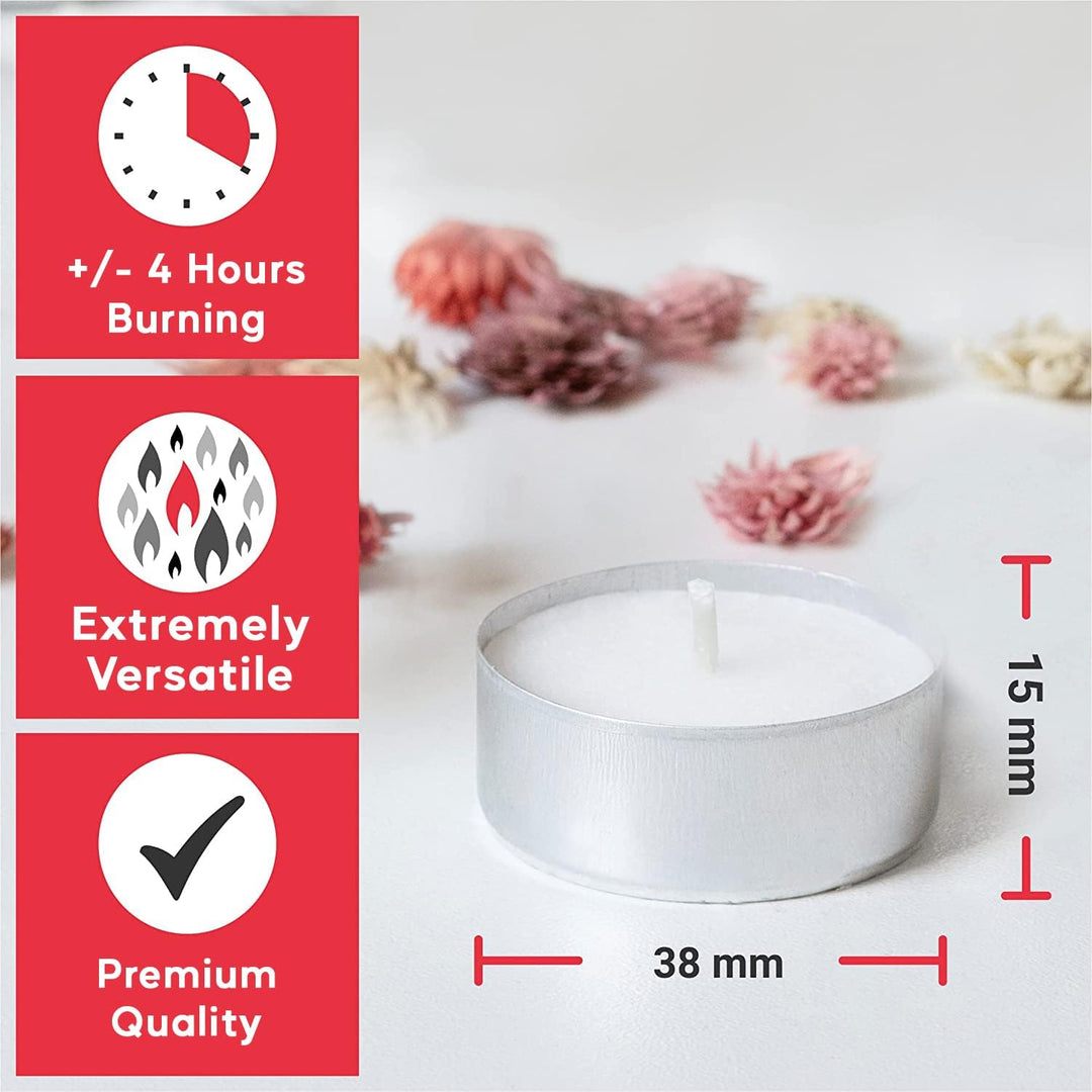 Hofer Kerzen Teelichter tealight ohne duft, 300 Stück Set, in Metallhülsen, bis zu 4h Brenndauer, Du