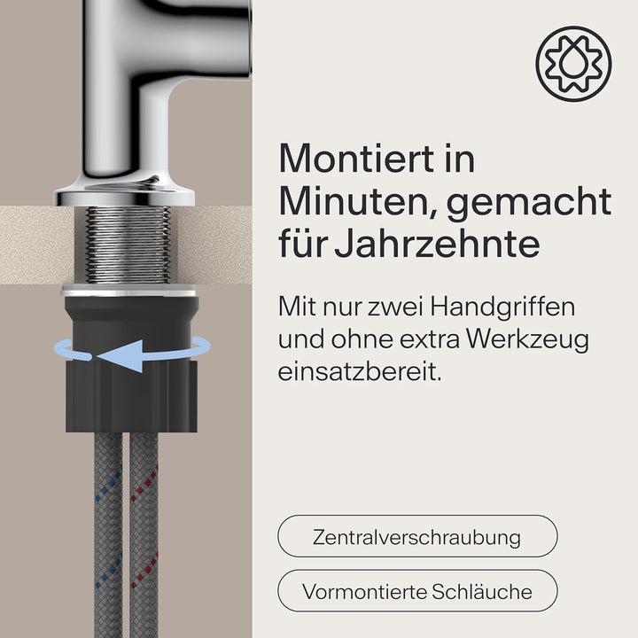 Waschbeckenarmatur WT14 | Wasserhahn Bad | Badarmatur für Waschbecken | Einhebelmischer Bad | Mischb
