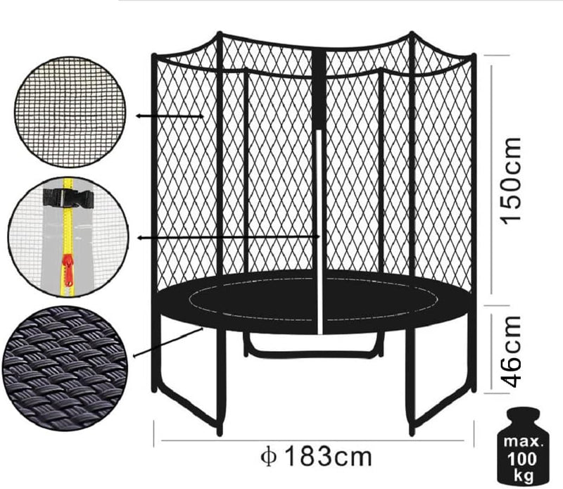 SixBros. Gartentrampolin Kindertrampolin 1,85m bis 4,60m - Trampolin für den Garten, Outdoor-Trampol