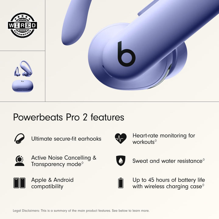 Beats Powerbeats Pro 2 Kabellose In-Ear Kopfhörer mit Bluetooth– aktive Geräuschunterdrückung, Herzf