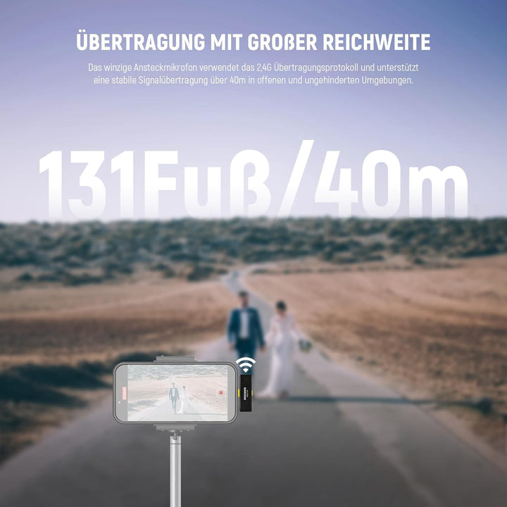 NEEWER Kabelloses Lavalier Mikrofon Set für USB C, Mini Ansteckmikrofon mit Geräuschunterdrückung un