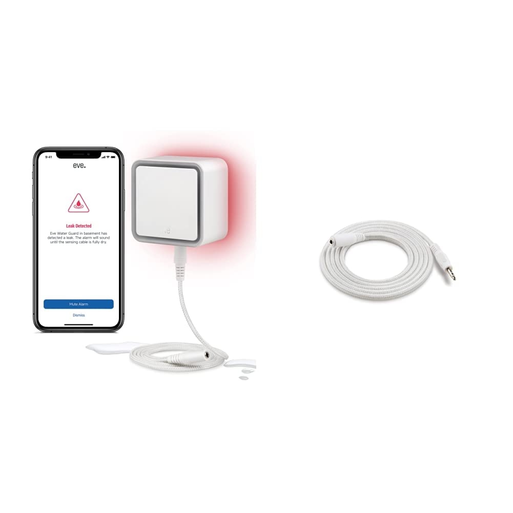 Eve Water Guard - Smarter Wassermelder mit Sensorkabel-Verlängerung (2 m) für 4m Überwachung Eve Wat