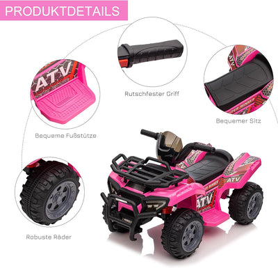 HOMCOM Mini Elektro-Quad Kinder Elektro ATV Frontlicht Kinderfahrzeug Elektroquad für 18-36 Monate K