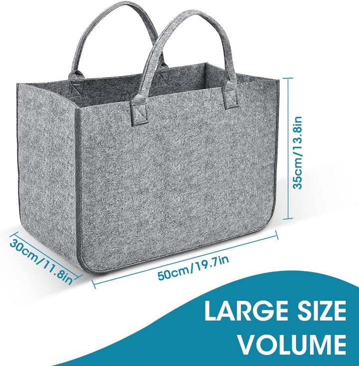 2 Stück Filztasche Kaminholztasche aus Filz Kaminholzkorb Filztaschen Einkaufskorb Brennholzkorb Feu
