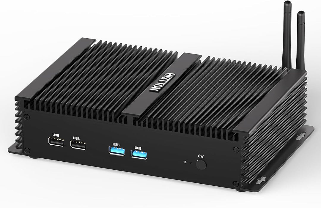 HISTTON Lüfterlos Industrie Mini PC,Desktop Computer i7-8550U,DDR4 16 GB RAM 512 GB SSD,6RS232 COM,W