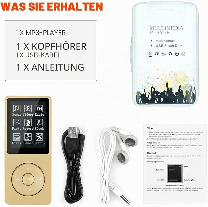 MP3-Player, MP3/MP4 digitaler Musik-Player, Lychee Upgrade, 8 GB, tragbarer HiFi-Sound, Musik-Player