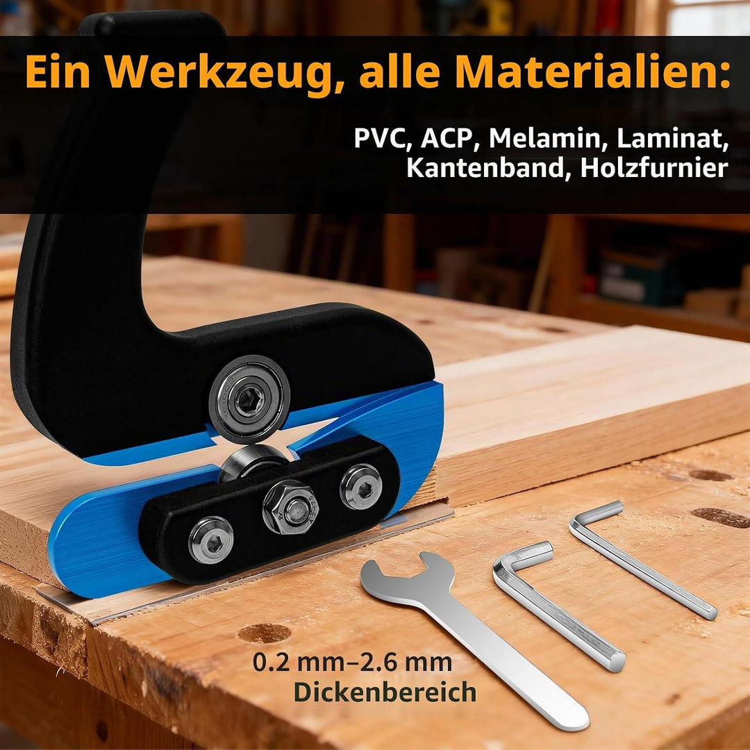 Kantenhobel Holz, Tragbar Kantenschneider Umleimer mit Zwei Versetzten Lagern für 0,3–2,5 mm Materia