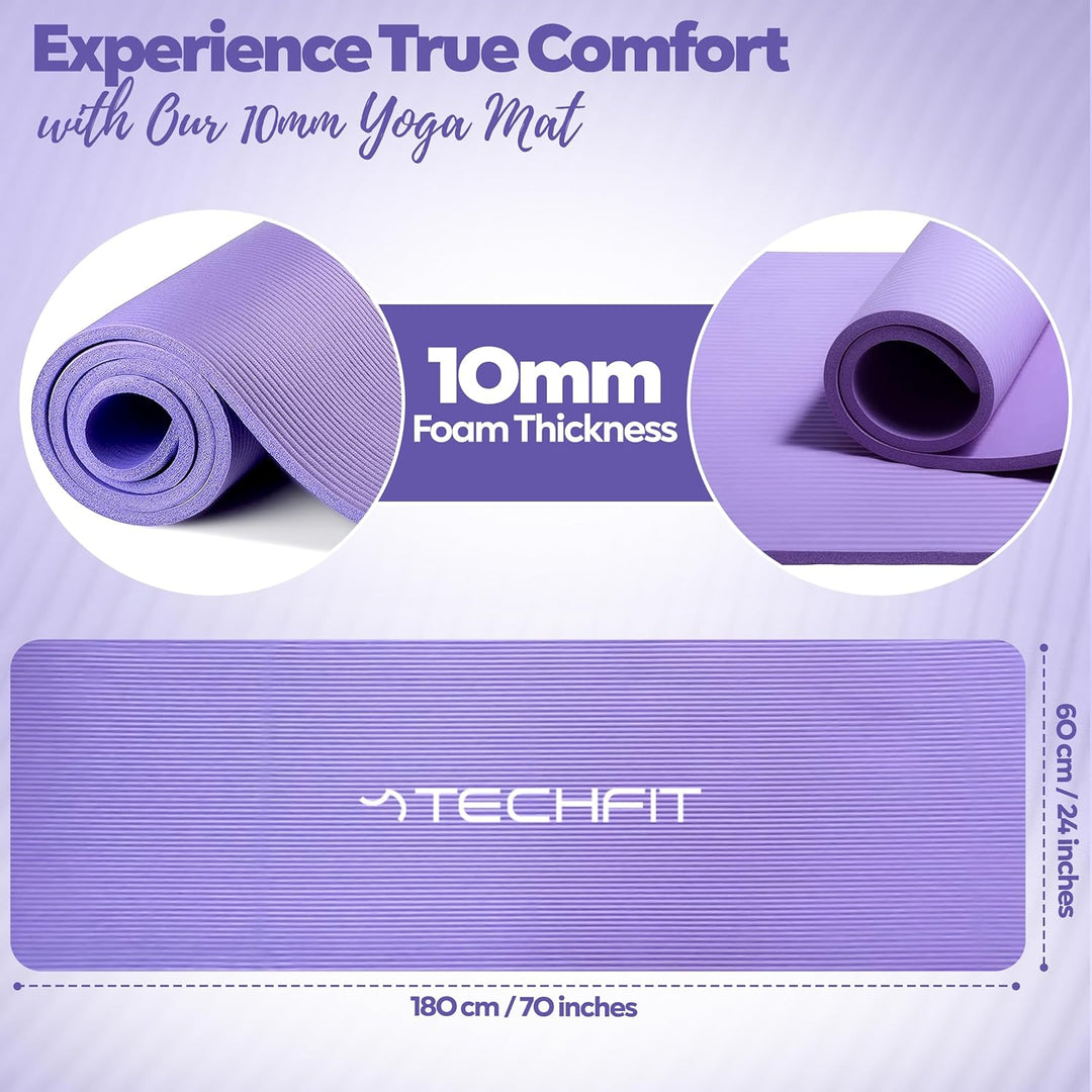 TechFit Yogamatte Rutschfest für das Fitnessstudio zu Hause - Pilates Matte für das Heimtraining, Yo