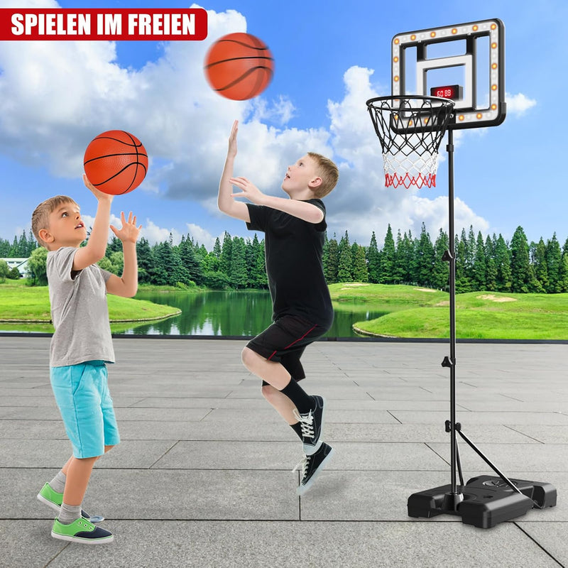 fisca Basketballkorb Kinder mit elektronischer Anzeigetafel, einstellbare Höhe 3,65ft-5,9ft Basketba