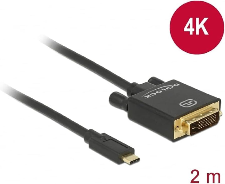 Delock Kabel USB Type-C Stecker > DVI 24+1 Stecker (DP Alt Mode) 4K 30 Hz 2 m schwarz, 2 m