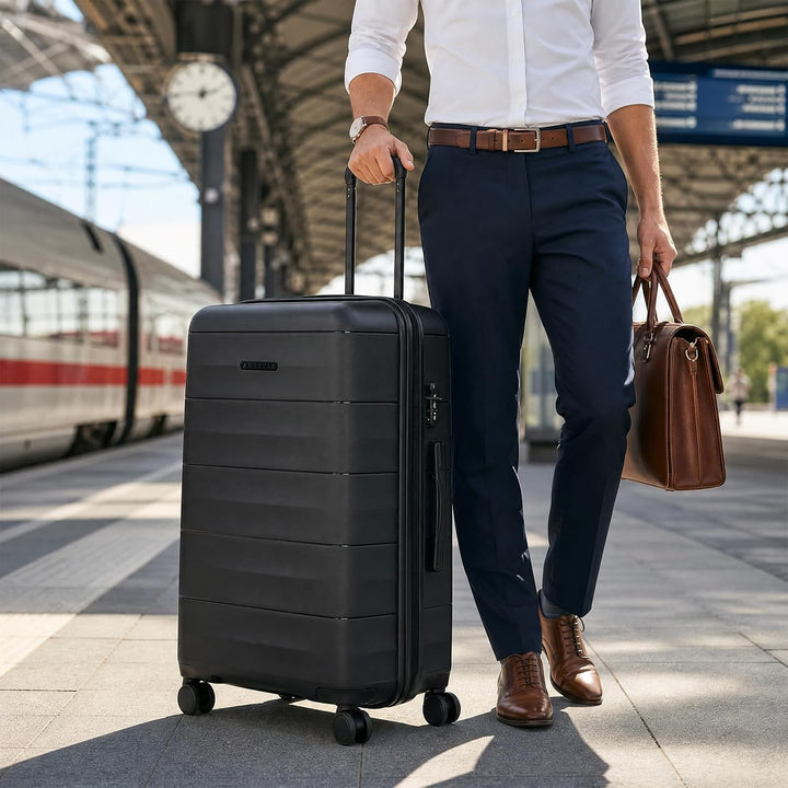 Mariner PP-Kofferset 2-teilig M+L, 360°-Doppelrollen, Carbon Black | M 68 cm und L 77 cm, hochwertig