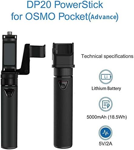 Smatree Powerbank Stick für DJI Osmo Pocket 2/DJI Pocket 1, 5000mAh Tragbares Ladestation mit OSMO P