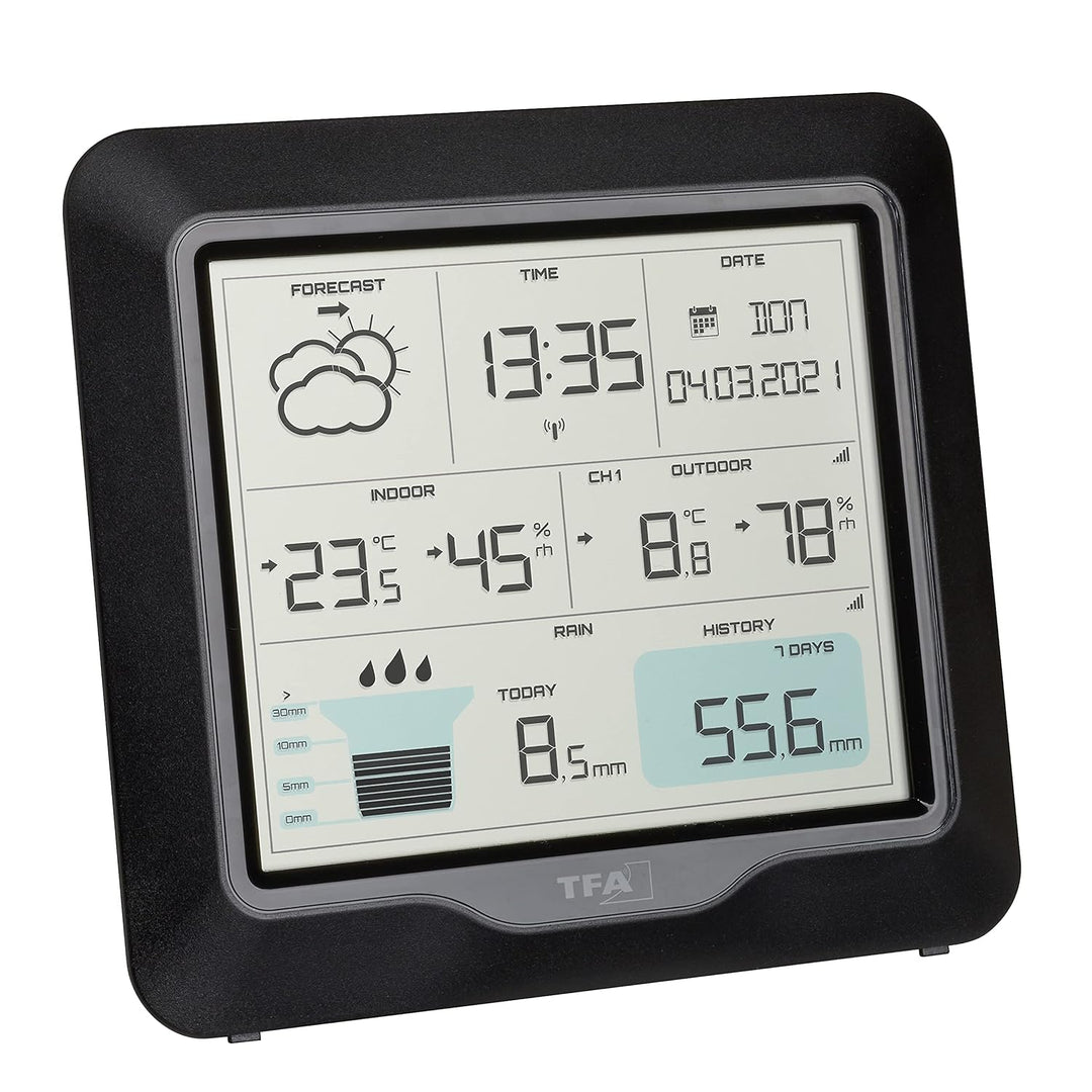 TFA Dostmann RAIN Pro Wetterstation Funk, 35.1160.01, mit Regenmesser und Aussensensor, Wettervorher