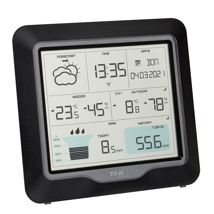 TFA Dostmann RAIN Pro Wetterstation Funk, 35.1160.01, mit Regenmesser und Aussensensor, Wettervorher