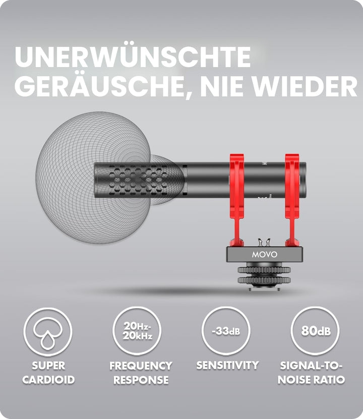 Movo X1-Mini Video Shotgun Mikrofon für Kamera Superniere 3,5 mm/USB-C Analog/Digital Kameramikrofon