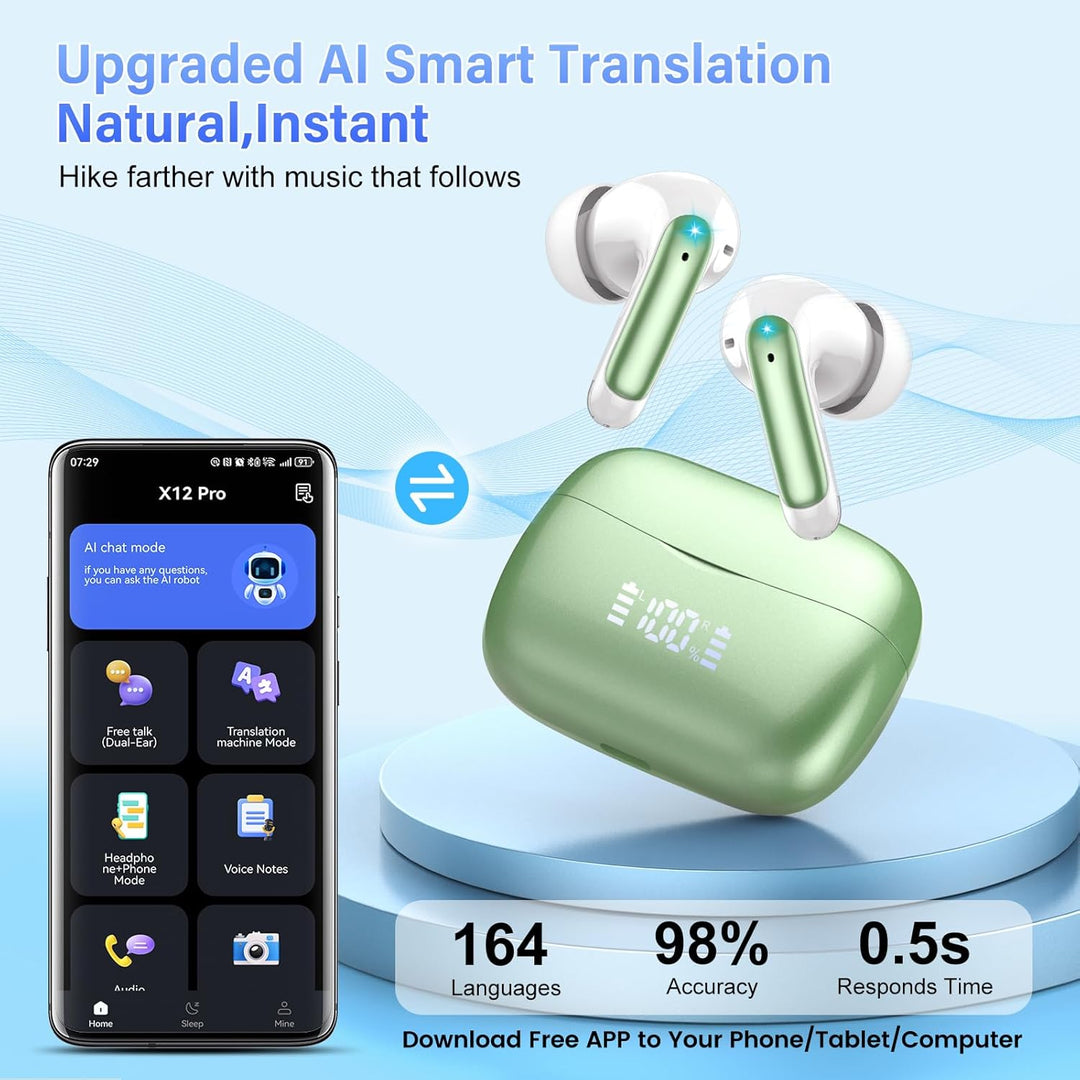 KI Übersetzer Kopfhörer, 2026 Neu Bluetooth 5.4 kopfhörer mit übersetzer 164 Sprachen kopfhörer über