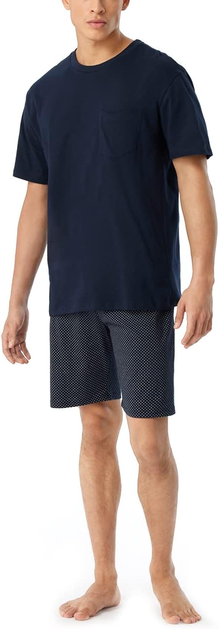 Schiesser Herren Schlafanzug kurz Rundhals - Nightwear Set 56 Blau_159634, 56 Blau_159634