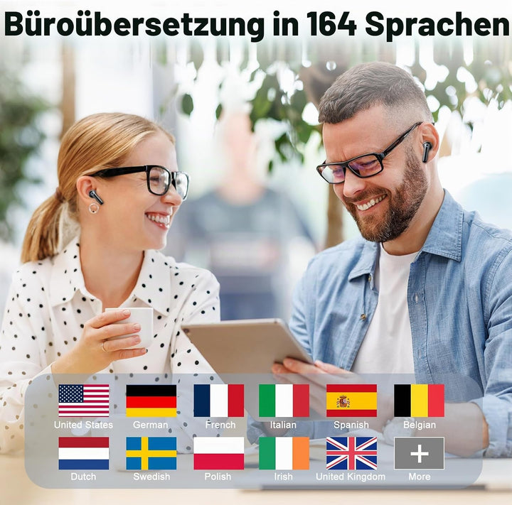 KI Kopfhörer Übersetzer, 42Std Bluetooth 5.4 Sprachübersetzer Kopfhörer mit 164 Sprachen, 7 Übersetz