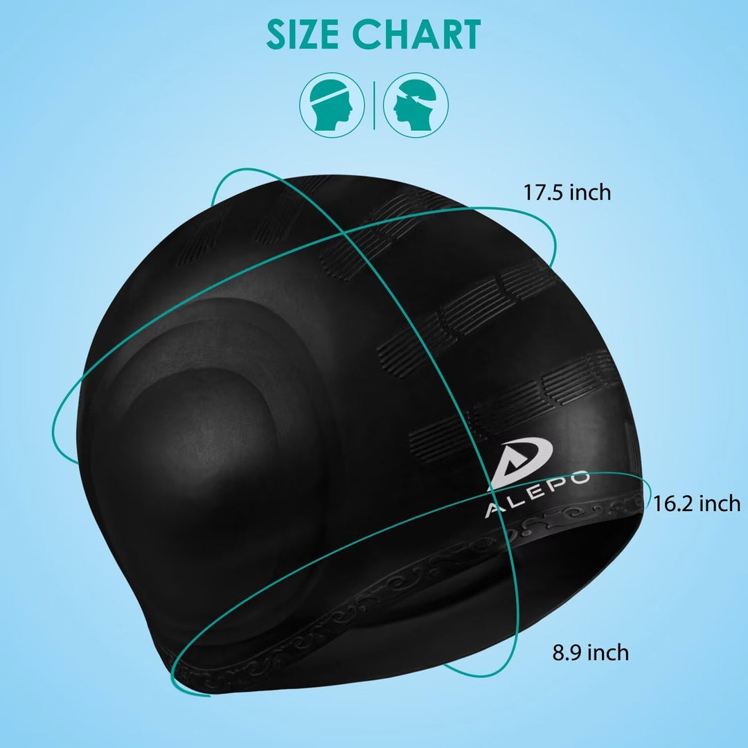 Alepo 2 Pack Unisex Badekappen Damen Herren mit 3D-Ohrenschutz, Schwimmkappe Langlebige Flexible Sil