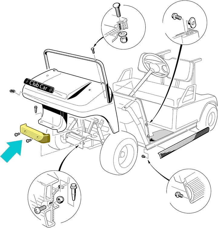10L0L Golf Carts Frontstossstange für Club Car DS Golf Carts ab 1993 OEM# 1016868