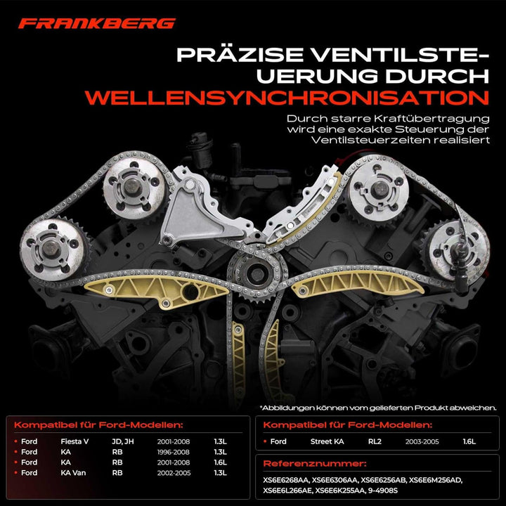 Steuerkettensatz für Fiesta V JD JH KA RB Street KA RL2 1.3L 1.6L Benzin 1996-2008 9-4908S
