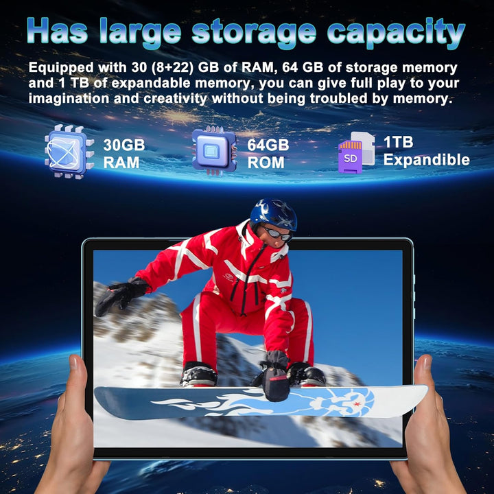 DMOAO Tablet 10 Zoll Android 15 mit Tastatur, Gemini AI, 30GB RAM + 64GB ROM (2TB Erweiterung), 5G W