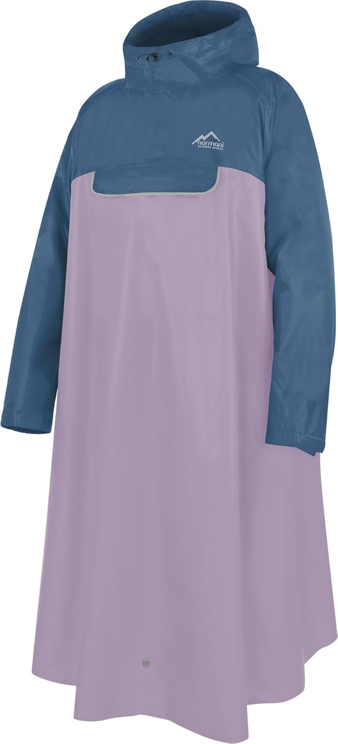 normani Unisex Regenponcho EXTRA Lang mit Ärmeln und Brusttasche für Damen und Herren - Brusttasche