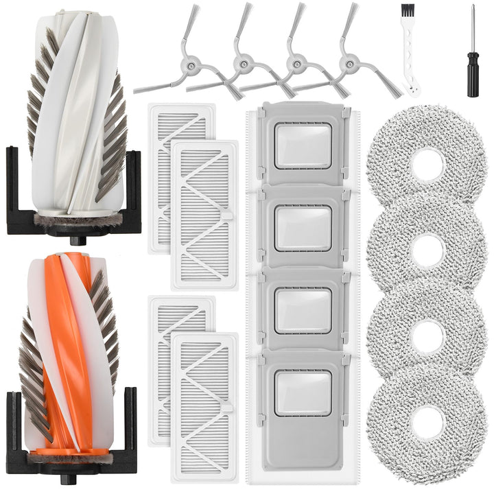 20 Stück Zubehör für DJI ROMO P/Romo S/RomoA Saugroboter, 2 Hauptbürste, 4 Staubbeutel, 4 Wischpads,