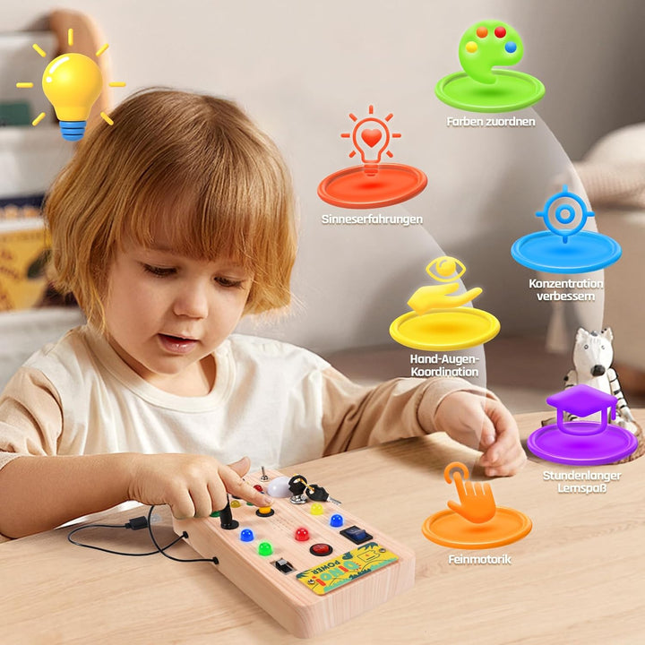 WEARXI Montessori Spielzeug ab 1 Jahr Busy Board mit Musik und 15 LED, Kinderspielzeug ab 1 Jahr, Os