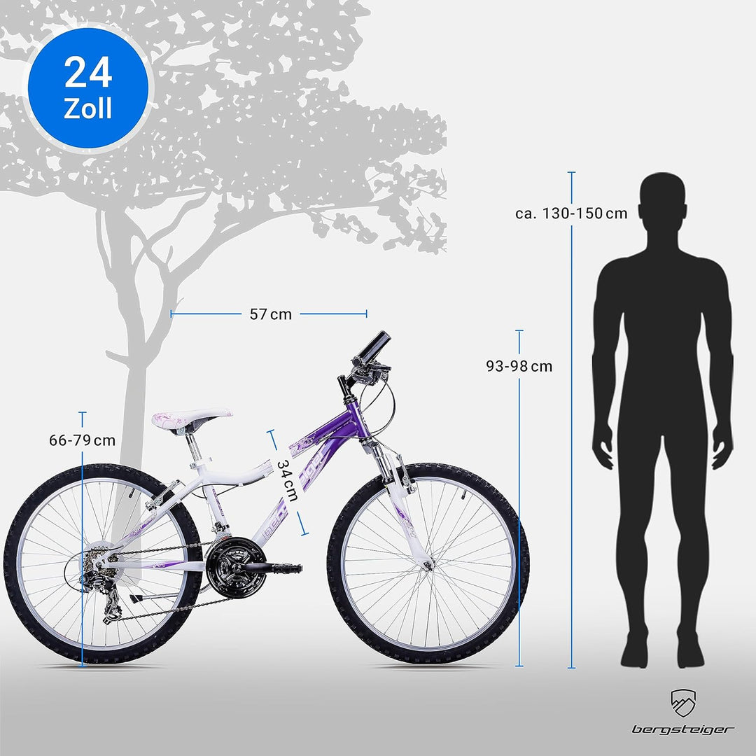 Bergsteiger Verona 24 Zoll Kinderfahrrad, geeignet für 8, 9, 10, 11 Jahre, Shimano 18 Gang-Schaltung