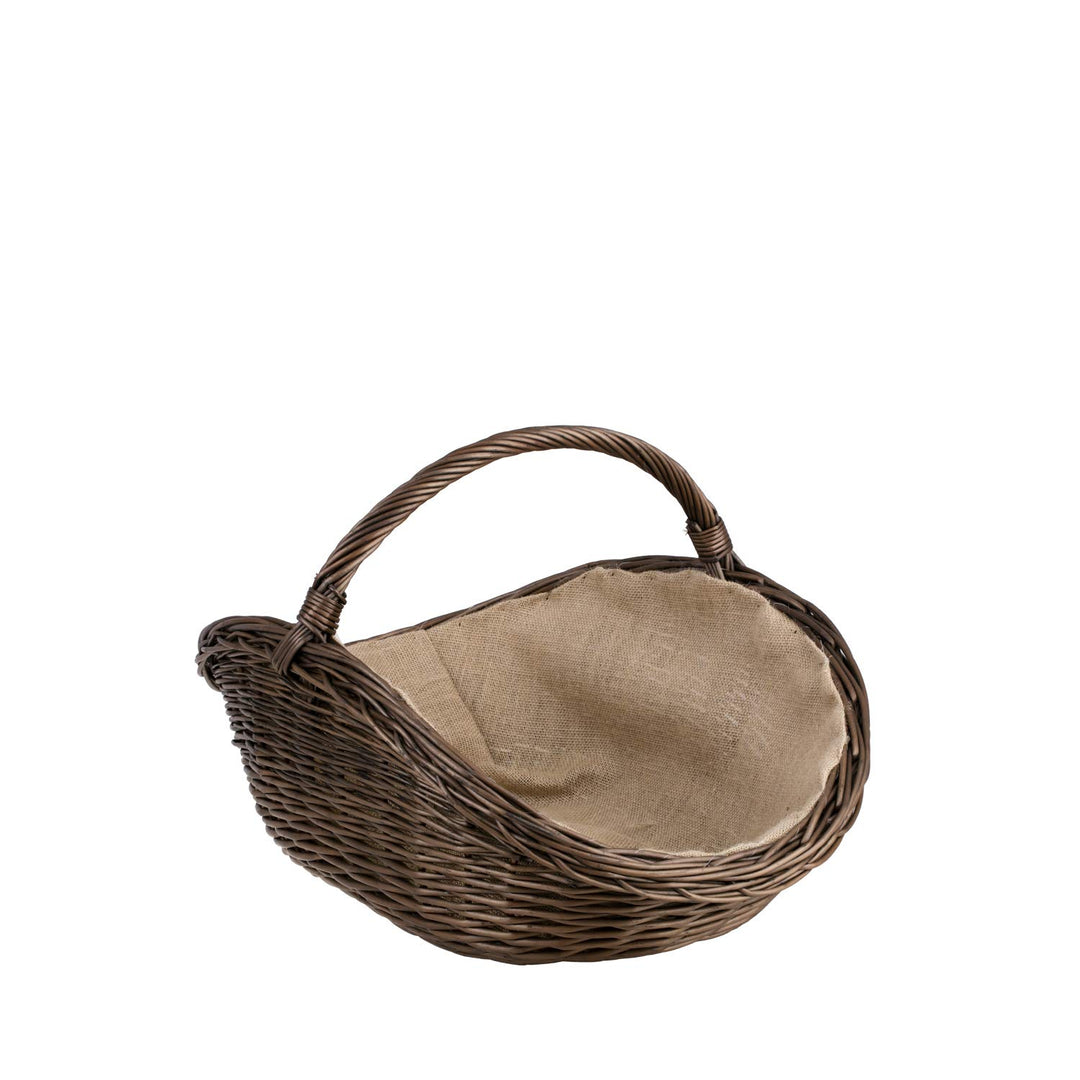 Vollweidener Kaminkorb, dunkelbrauner Kaminkorb aus Weide, Weidenkorb für Kaminholz