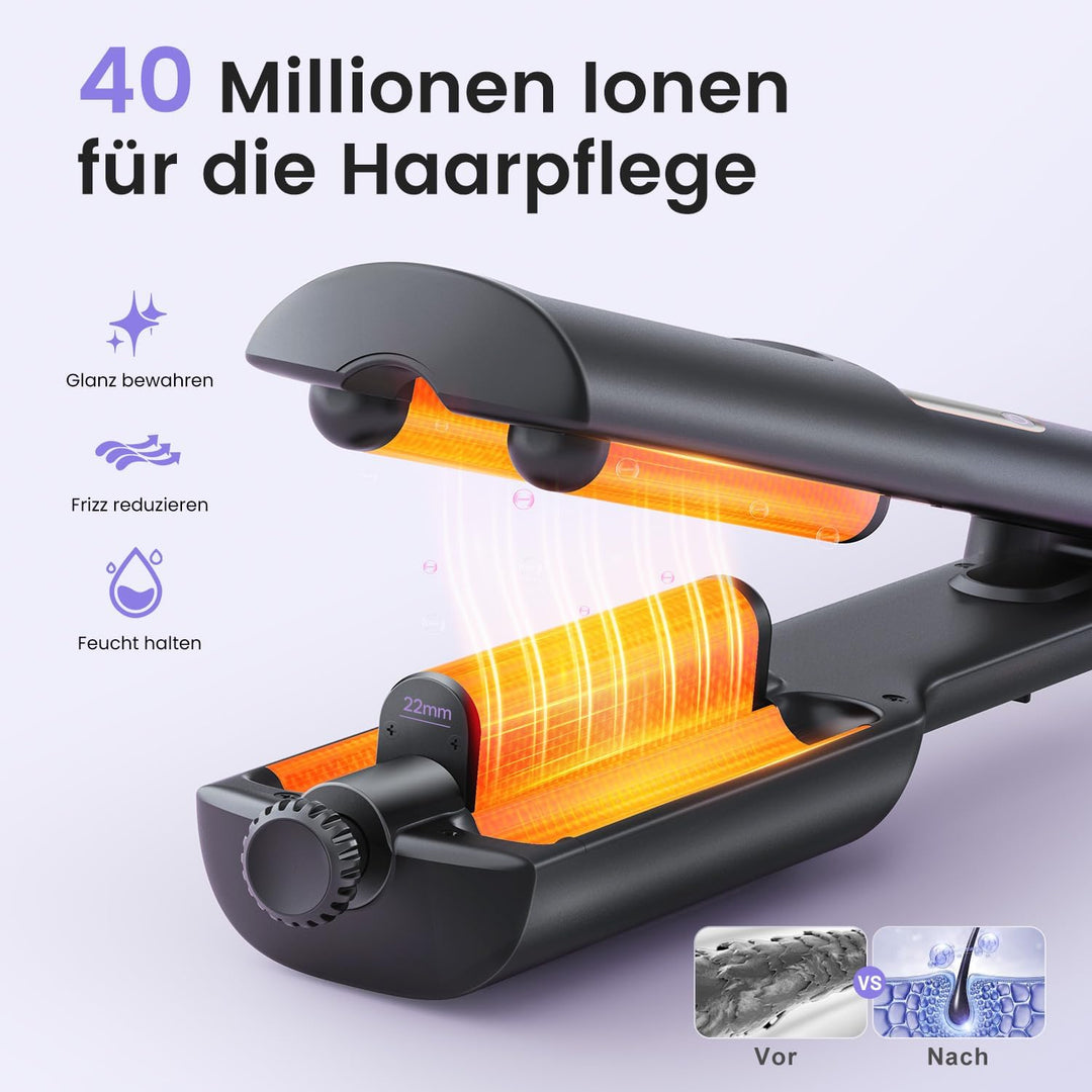 22/25/32/38mm Einstellbar Welleneisen für Haare - 4 In 1 Beach Waves Lockenstab, 3 Fässer Lockeneise