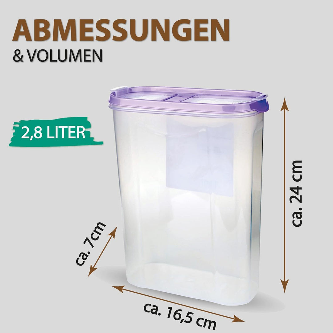Bestgoodies Vorratsdosen mit Deckel (3er Pack - Lila) 2,8 Liter, Luftdicht Schüttdose BPA frei leben