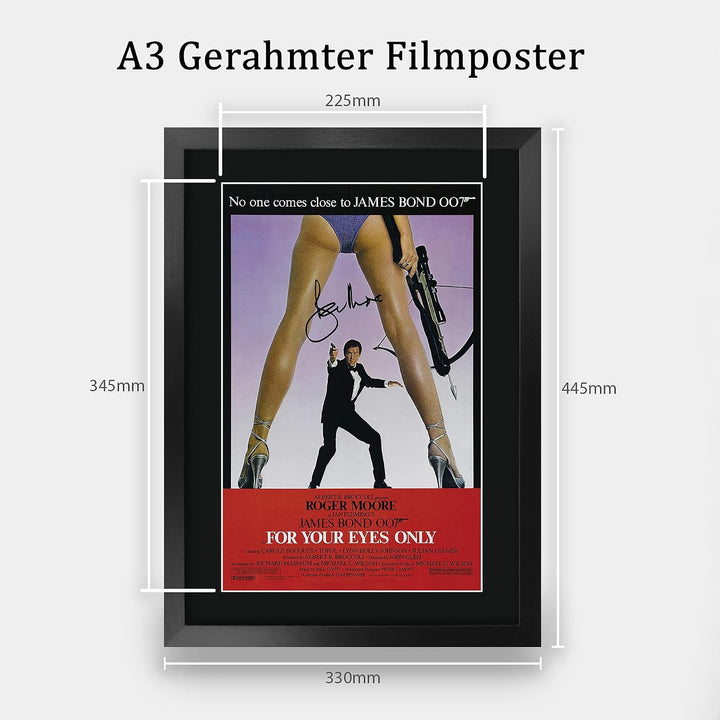 HWC Trading A3 FR James Bond - For Your Eyes Only Movie Poster Roger Moore Signed Geschenk GESTALTET