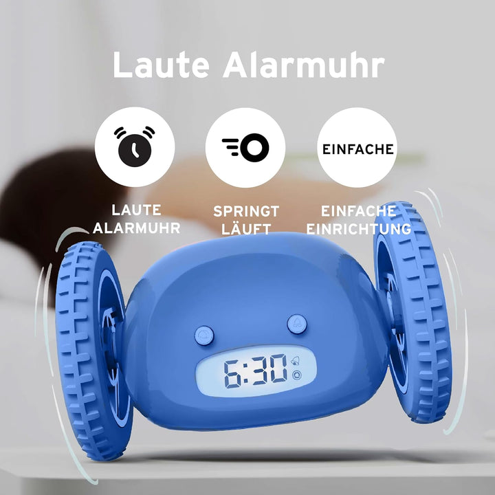 CLOCKY Lauter Wecker für schwere Schläfer auf Rädern (Erwachsene Kinder) Weglaufen Fahrender Springe