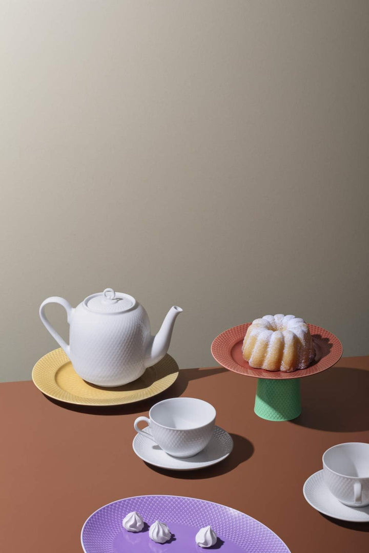 Lyngby Porcelæn Teekanne 1,9 l Rhombe klassisches Design Zeitlos, Weiss